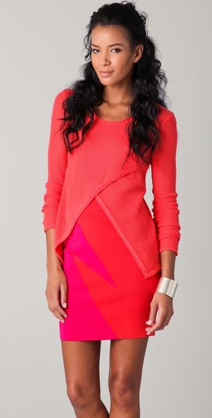 Cut25 Wrap Front Sweater in Pink (coral) - Lyst