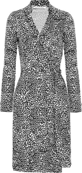 Diane Von Furstenberg Jeanne Printed Silkjersey Wrap Dress in Black - Lyst