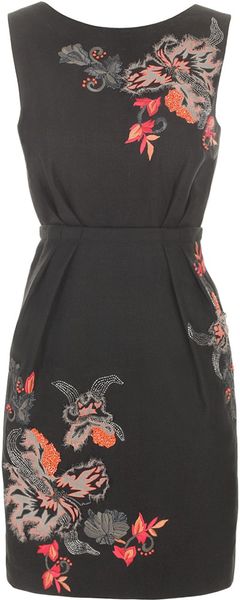 Matthew Williamson Embroidered Linen Day Dress in Black - Lyst