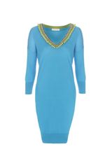 Matthew Williamson Embroidered Silk Knit V Neck Dress
