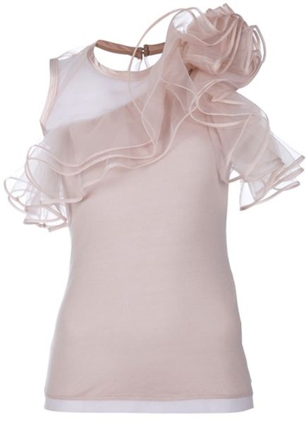 Valentino Ruffle Detail Top in Pink - Lyst