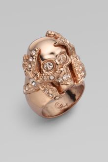 Alexander McQueen Swarovski Crystal Accented Skull Barnacle Ring - Lyst