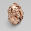 Alexander Mcqueen Swarovski Crystal Accented Skull Barnacle Ring in Gold (rose) - Lyst