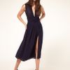 Asos Collection Asos Midi Dress with Split Thigh in Blue (navy) - Lyst