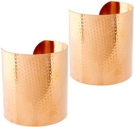 Asos Hammered Double Cuffs in Gold - Lyst