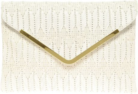 Asos Collection Asos Weave Metal Bar Clutch in Beige (white) - Lyst