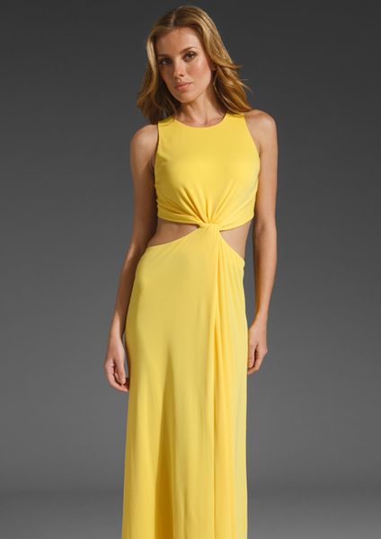 Bcbgmaxazria Cut Out Maxi Dress in Yellow (radiant yellow) - Lyst