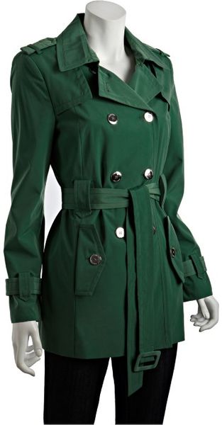 Calvin Klein Leaf Double Breasted Belted Short Trench - Lyst