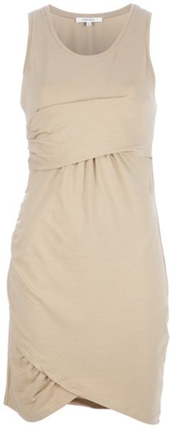 Carven Drape Dress in Beige - Lyst