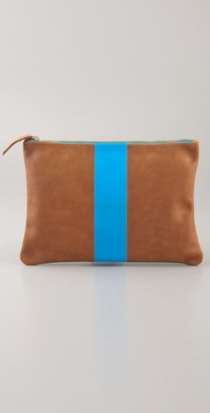 Clare Vivier Neon Stripe Flat Clutch - Lyst
