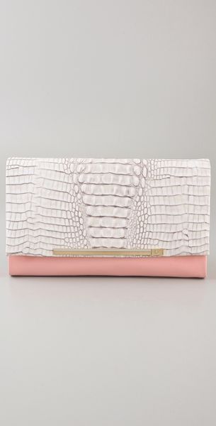 Diane Von Furstenberg Adele Embossed Crocodile Clutch - Lyst