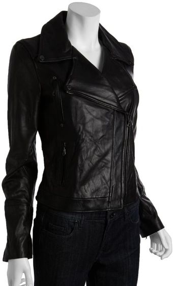  Black Washed Leather Motorcycle Jacket 