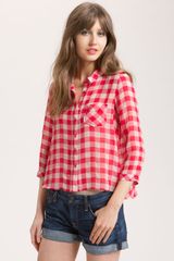 Free People Sheer Boxy Gingham Check Shirt