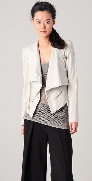 Helmut Lang Linen & Leather Combo Jacket in Gray - Lyst