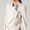 Helmut Lang Linen & Leather Combo Jacket in Gray - Lyst