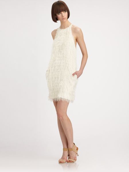 L'agence Shag Shift Dress in White (ivory) - Lyst