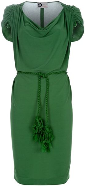 Lanvin Belted Dress in Green - Lyst