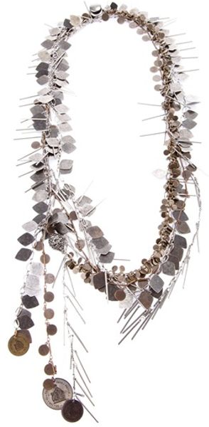 Lanvin Brass Coin Necklace in Silver - Lyst
