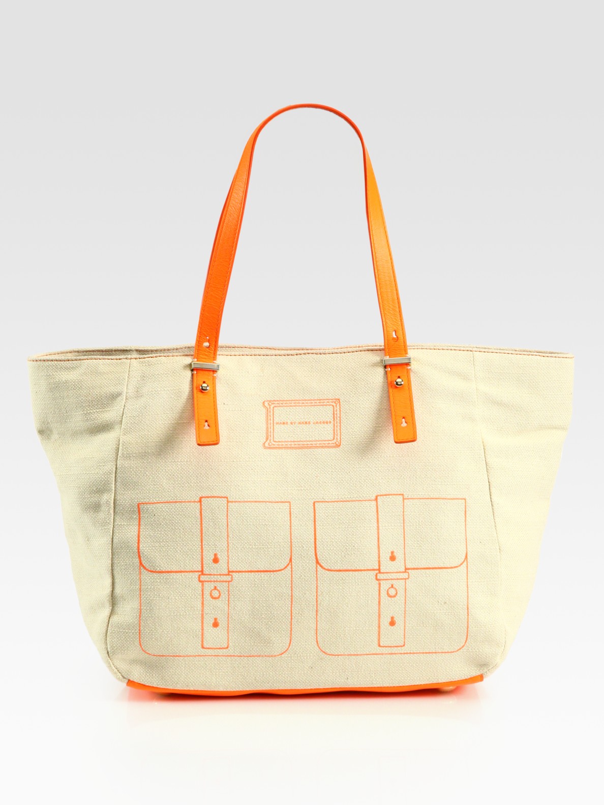 Marc By Marc Jacobs Werdie Linen and Leather Tote Bag in Orange