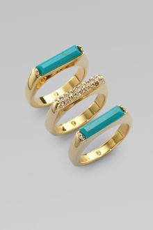 Michael Kors Stone & Turquoise Stacked Rings - Lyst