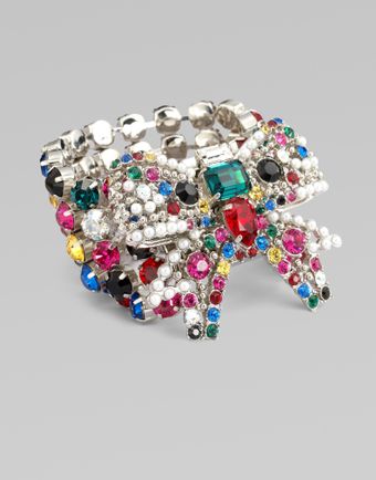 Miu Miu Swarovski Crystal Accented Multi-row Bow Bracelet - Lyst