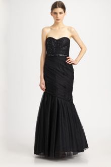 Ml Monique Lhuillier Strapless Gown - Lyst