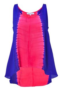 Sandro Neon Pink and Blue Silk Top - Lyst