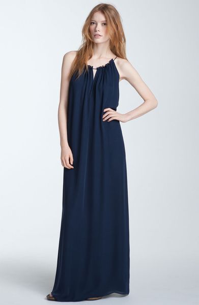 Vince Trapeze Silk Maxi Dress in Blue (coastal blue) - Lyst