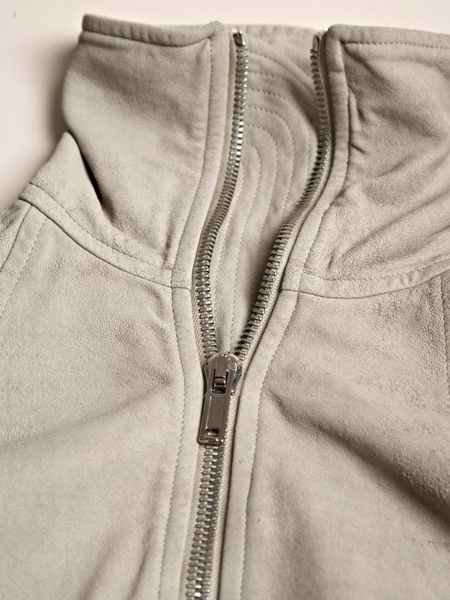 Rick Owens Mens High Neck Lamb Leather Jacket in Gray for Men (pearl