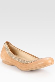 Stuart Weitzman Beebeebaby Embellished Leather Ballet Flats - Lyst