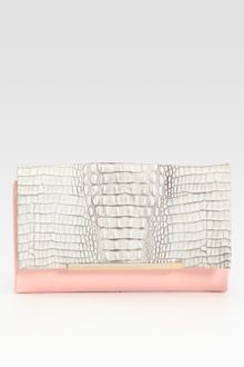 Diane Von Furstenberg Adele Croc Embossed Leather Clutch - Lyst