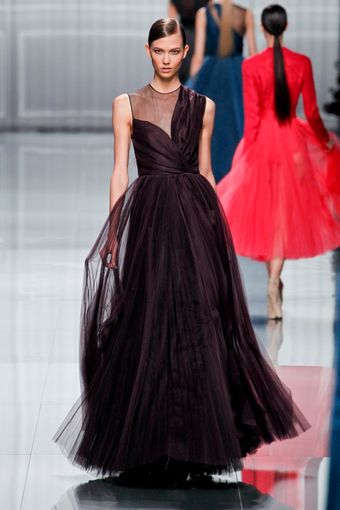 Dior Fall 2012 Sheer Inset Plisse Evening Gown  - Lyst