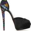Giuseppe Zanotti Swarovski Crystalembellished Satin Pumps in Black (multicolored) - Lyst