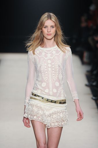 Isabel Marant Fall 2012 Long Sleeve White Patterned Crewneck Top - Lyst