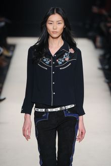 Isabel Marant Fall 2012 Black Cowgirl Shirt with Floral Motif Embroidery on the Neckline - Lyst