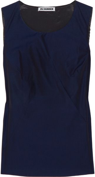 Jil Sander Cottonsateen Top in Blue - Lyst
