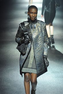 Lanvin Fall 2012 Gold & Gray Multi-Textured Mini Dress - Lyst
