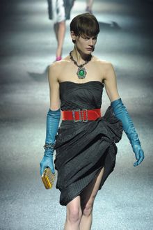 Lanvin Fall 2012 Strapless Asymmetrically Layered  Grey Cocktail Dress  - Lyst