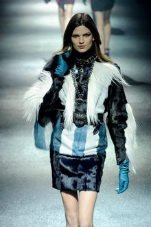 Lanvin Fall 2012 Long Sleeve Tri Tone Fur Mini Dress  - Lyst