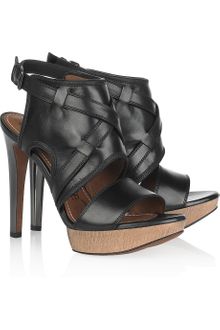 Lanvin Leather and Wooden Sandals - Lyst