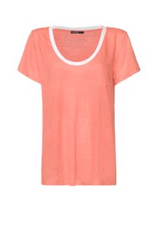 Mango Scoop Neck Contrast T-shirt - Lyst