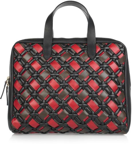 Marni Woven Leather Tote in Black (brown) - Lyst