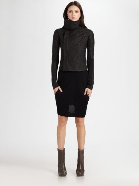 Rick Owens Leather Biker Jacket in Black - Lyst