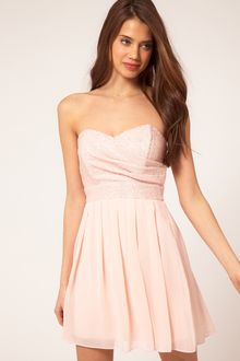 Bandeau Dress on Tfnc Sequin Top With Cross Over Chiffon Skirt In Pink  Cream    Lyst