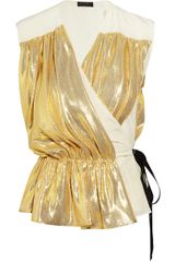 Vionnet Silk-blend Lamé And Silk-Crepe Wrap Top