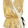 Vionnet Silkblend Lamé And SilkCrepe Wrap Top in Gold - Lyst