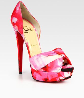  Floral-print Peep Toe Platform Pumps 