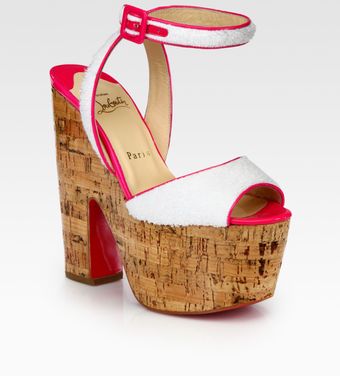 Christian Louboutin Terry Cloth & Patent Leather Platform Sandals - Lyst