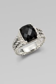David Yurman Diamond Accented Black Onyx Ring - Lyst