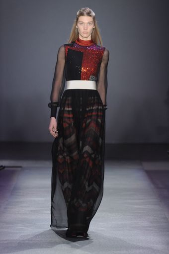 Giambattista Valli Fall 2012 Sheer Graphic Print Sequin Vest Gown - Lyst